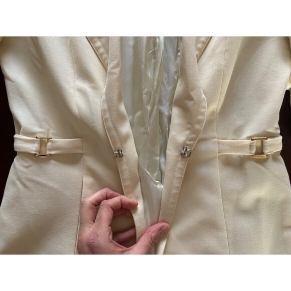 Vintage Y2K 2000s Bebe Off White Ivory Tailored Wool Blazer Size 6 - Picture 11 of 13